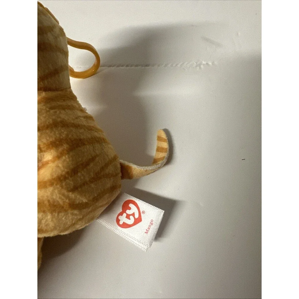 TY Beanie Baby (Beanie Bellies) - MANGO the Gold Tabby Cat (Key Clip - 4 inch)